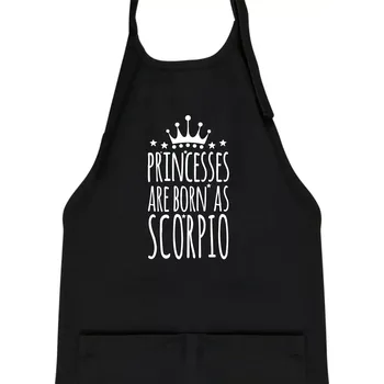 Kuchyňská zástěra Princesses are born as Scorpio - Štír - Dětská zástěra na vaření - Univerzální velikost ( Černá )