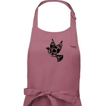 Kuchyňská zástěra Ptáček vzorovaný - Dámská zástěra na vaření - Univerzální velikost ( Starorůžová )