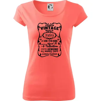 Dámské tričko Vintage Etiketa - 1989 - Dámské triko Pure - S ( Korálová )