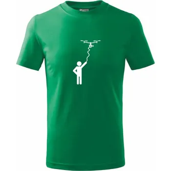 Chlapecké tričko Dron na kabelu - Tričko dětské bavlněné - 134 cm/8 let ( Středně zelená )