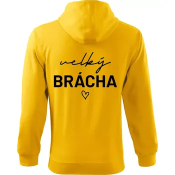Pánská mikina Velký brácha - nápis na prsou - Mikina s kapucí na zip trendy zipper - S ( Žlutá )