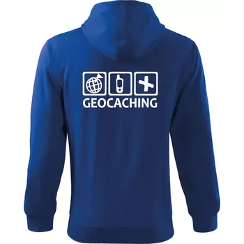 Pánská mikina Geocaching ikony - Mikina s kapucí na zip trendy zipper - 3XL ( Královská modrá )