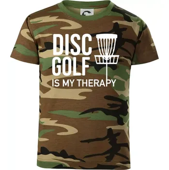 Chlapecké tričko Disc golf is my therapy - Dětské maskáčové triko - 122 cm/6 let ( Hnědý maskáč )