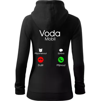 Dámská mikina Voda volá - Dámská mikina trendy zipper s kapucí - L ( Černá )