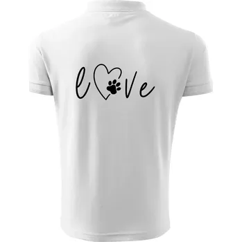 Pánská košile Love nápis zvíře - Polokošile pánská Pique Polo 203 - M ( Bílá )