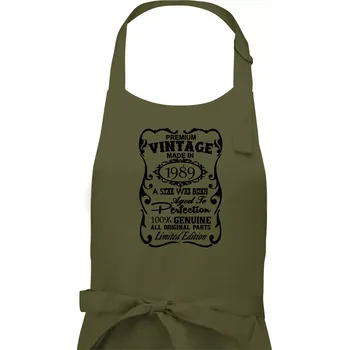 Kuchyňská zástěra Vintage Etiketa - 1989 - Dámská zástěra na vaření - Univerzální velikost ( Khaki )