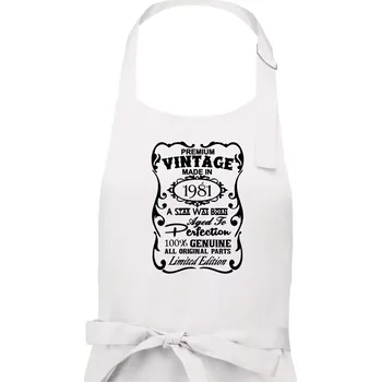 Kuchyňská zástěra Vintage Etiketa - 1981 - Pánská zástěra na vaření - Univerzální velikost ( Bílá )