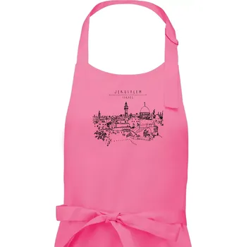 Kuchyňská zástěra Kreslený Jeruzalém - Pánská zástěra na vaření - Univerzální velikost ( Růžová )
