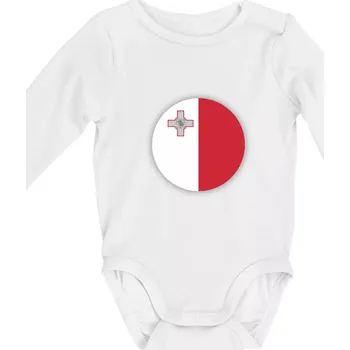 Kojenecký body Vlajka Malta kulatá velká - Body kojenecké s dlouhým rukávem - Dlouhý r. do 3 měs ( Bílá )