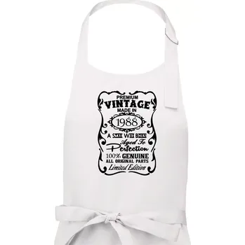 Kuchyňská zástěra Vintage Etiketa - 1988 - Dámská zástěra na vaření - Univerzální velikost ( Bílá )