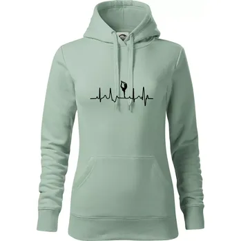 Dámská mikina EKG bruslařka - Mikina dámská Cape s kapucí - 2XL ( Sage )