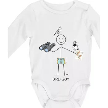 Bird guy - Body kojenecké s dlouhým rukávem - Dlouhý r. 6-12 měs ( Bílá )