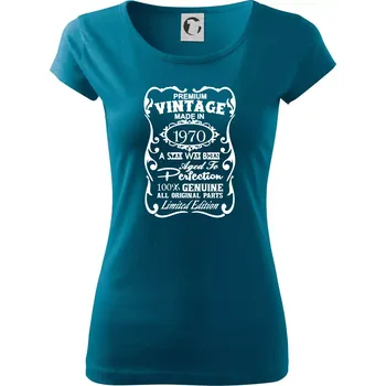 Dámské tričko Vintage Etiketa - 1970 - Dámské triko Pure - L ( Petrolejová )