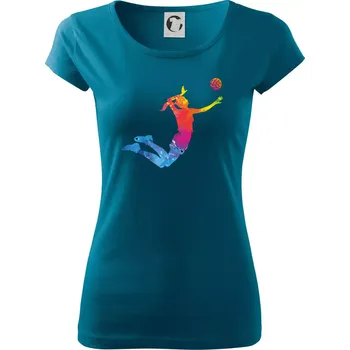 Dámské tričko Volejbalistka splash s míčem - Dámské triko Pure - XS ( Petrolejová )