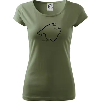Dámské tričko Mallorca - obrys ostrova - Dámské triko Pure - 2XL ( Khaki )