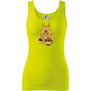 Dámské tričko Mallorca - katedrála a tramvaj - Dámské tílko - XL ( Limetková )