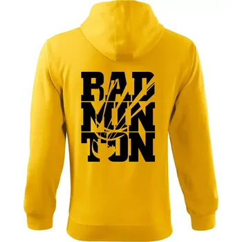 Pánská mikina Badminton nápis - Mikina s kapucí na zip trendy zipper - L ( Žlutá )