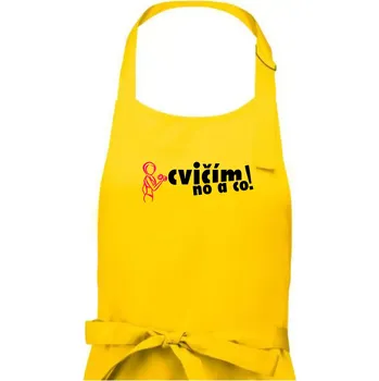 Kuchyňská zástěra Cvičím no a co! - Dámská zástěra na vaření - Univerzální velikost ( Žlutá )