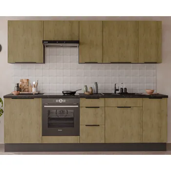 Kuchyňská linka Kuchyňska linka CREMONA, sestava D, 260 cm, v provedení dub Cremona/antracit