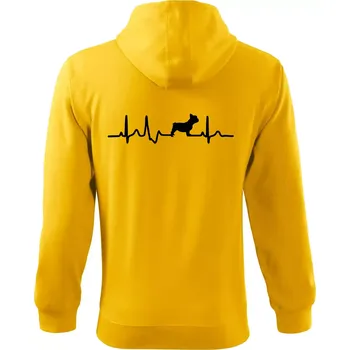 Pánská mikina EKG Francouzský buldoček z boku - Mikina s kapucí na zip trendy zipper - XL ( Žlutá )