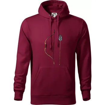 Pánské oblečení Luk a šíp kresba - Mikina pánská Cape s kapucí - 2XL ( Garnet )