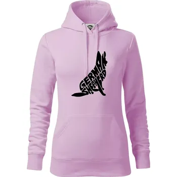 Dámská mikina Německý ovčák sedící napis - Mikina dámská Cape s kapucí - S ( Orchid )