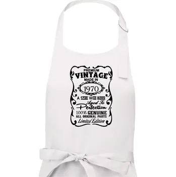 Kuchyňská zástěra Vintage Etiketa - 1970 - Dámská zástěra na vaření - Univerzální velikost ( Bílá )