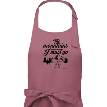 Kuchyňská zástěra The mountains are calling běžkař - Dámská zástěra na vaření - Univerzální velikost ( Starorůžová )