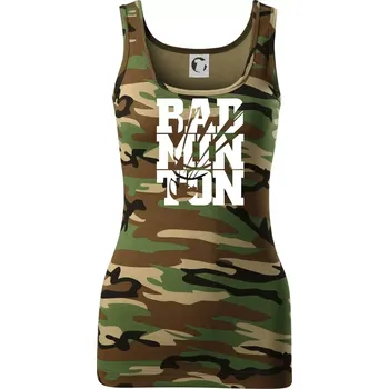 Dámské tričko Badminton nápis - Dámské Maskáčové tílko - M ( Hnědý maskáč )