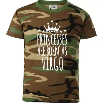 Princesses are born as Virgo - Panna - Dětské maskáčové triko - 104-110cm / 3-4 roky ( Hnědý maskáč )