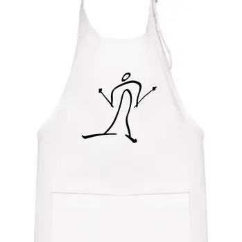 Kuchyňská zástěra Běžkař kreslený - Dětská zástěra na vaření - Univerzální velikost ( Bílá )