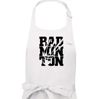 Kuchyňská zástěra Badminton nápis - Dámská zástěra na vaření - Univerzální velikost ( Bílá )