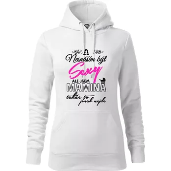 Dámská mikina Nesnáším být sexy - Mamina - Mikina dámská Cape s kapucí - L ( Bílá )