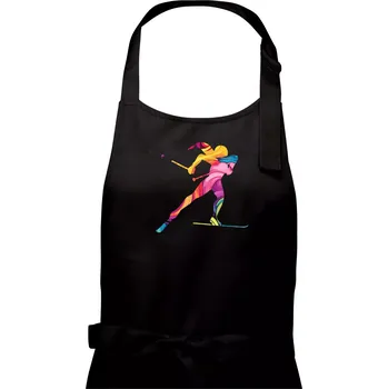 Kuchyňská zástěra Barevná běžkařka - Dámská zástěra na vaření - Univerzální velikost ( Černá )