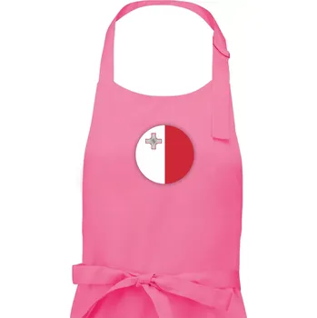 Kuchyňská zástěra Vlajka Malta kulatá velká - Dámská zástěra na vaření - Univerzální velikost ( Růžová )