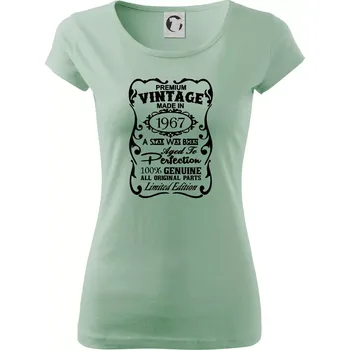 Dámské tričko Vintage Etiketa - 1967 - Dámské triko Pure - XS ( Sage )