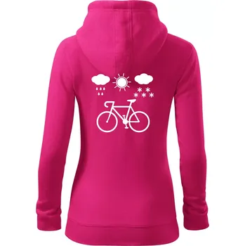 Dámská mikina Cyklista za každého počasí - Dámská mikina trendy zipper s kapucí - M ( Purpurová )