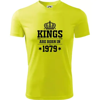 Pánské tričko Kings are born in 1979 - Pánské triko Fantasy sportovní (dresovina) - M ( Neonově žlutá )