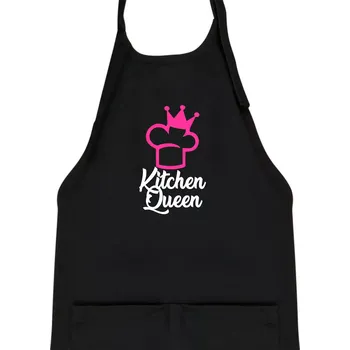 Kuchyňská zástěra Kitchen Queen - Kuchařka - Dětská zástěra na vaření - Univerzální velikost ( Černá )