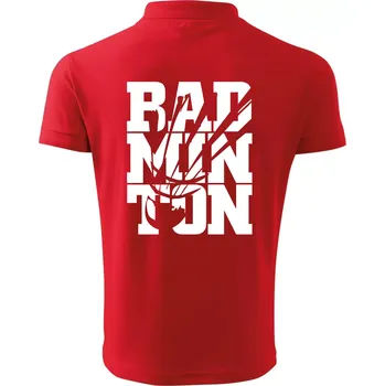 Pánská košile Badminton nápis - Polokošile pánská Pique Polo 203 - S ( Červená )
