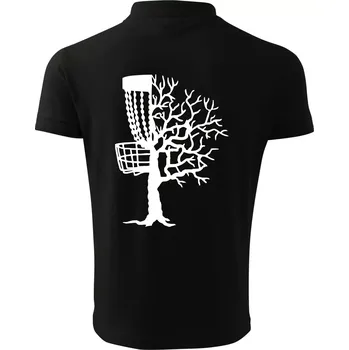 Pánská košile Disc golf pozor strom - Polokošile pánská Pique Polo 203 - 4XL ( Černá )