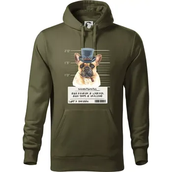 Pánská mikina Lump a darebák francouzský buldoček - Mikina pánská Cape s kapucí - 5XL ( Military )