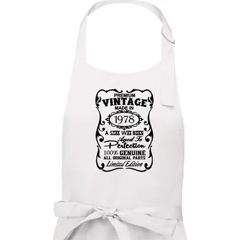 Kuchyňská zástěra Vintage Etiketa - 1978 - Dámská zástěra na vaření - Univerzální velikost ( Bílá )