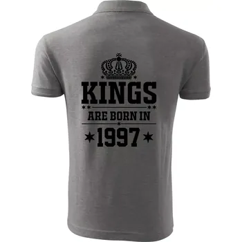 Pánská košile Kings are born in 1997 - Polokošile pánská Pique Polo 203 - 4XL ( Tmavě šedý melír )
