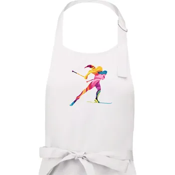 Kuchyňská zástěra Barevná běžkařka - Dámská zástěra na vaření - Univerzální velikost ( Bílá )