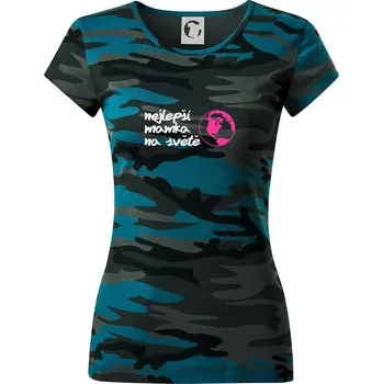 Dámské oblečení Nejlepší mamka na světě - Dámské maskáčové triko - M ( Petrolejová maskáč )