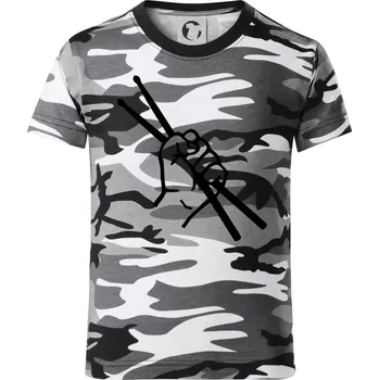 Chlapecké tričko Paličky ruka - Dětské maskáčové triko - 134 cm/8 let ( Šedý maskáč )