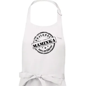Kuchyňská zástěra Razítko - nejlepší maminka - Dámská zástěra na vaření - Univerzální velikost ( Bílá )