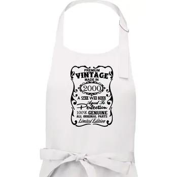 Kuchyňská zástěra Vintage Etiketa - 2000 - Pánská zástěra na vaření - Univerzální velikost ( Bílá )