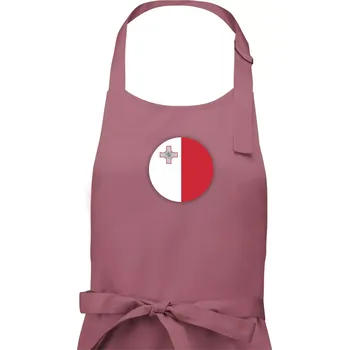 Kuchyňská zástěra Vlajka Malta kulatá velká - Pánská zástěra na vaření - Univerzální velikost ( Starorůžová )